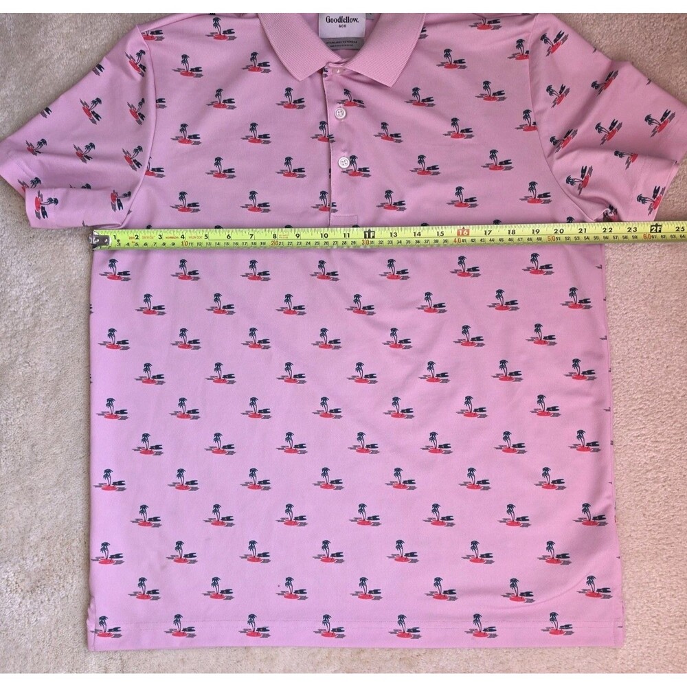 Goodfellow Mens Pink 3 Button Short Sleeve Stretch Slit Hem Golf Polo Size Large - Picture 2 of 7